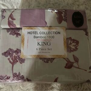 Hotel Collection Bamboo 1800 King Set - Purple and Cream Floral